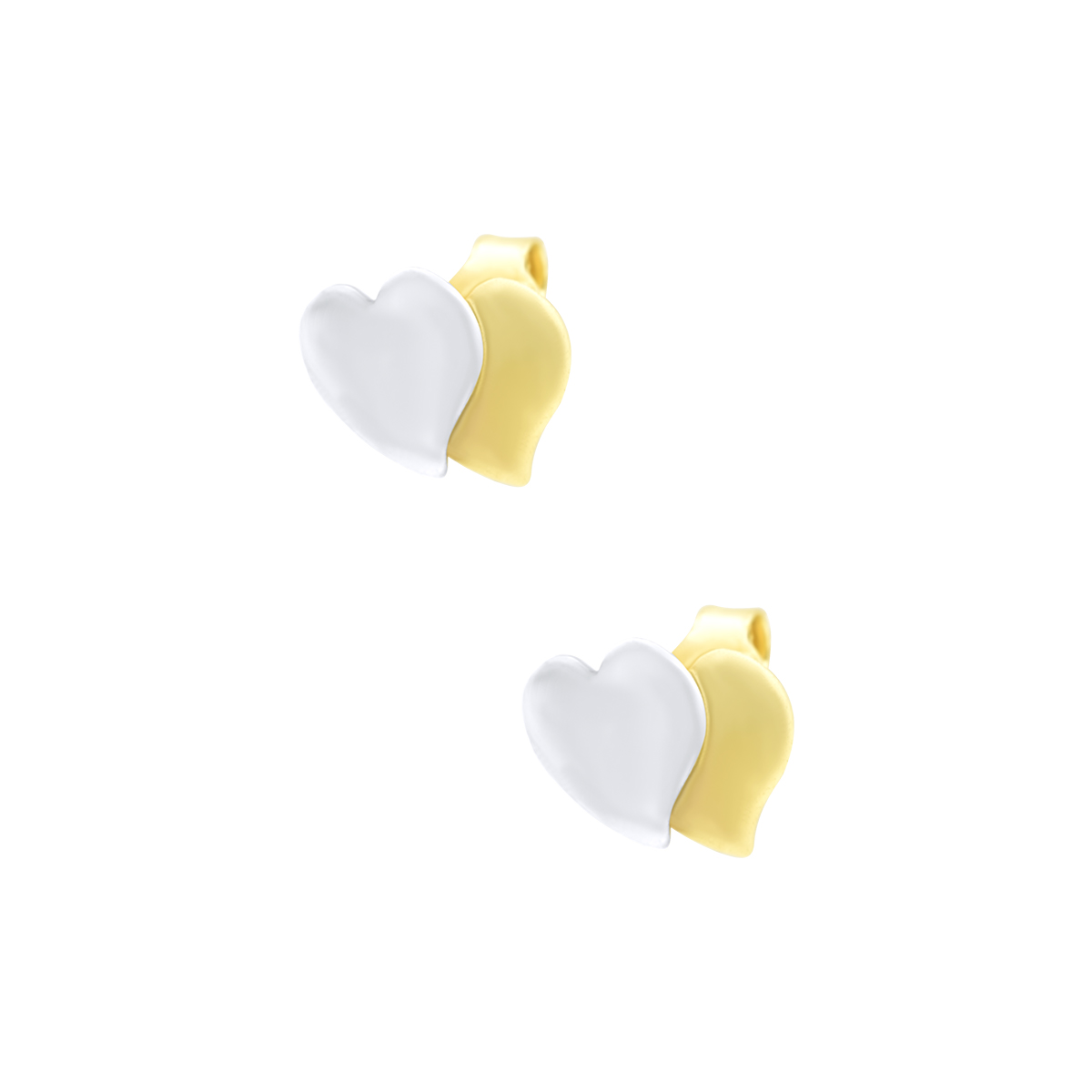 Χρυσά σκουλαρίκια δίχρωμα Double Heart K14